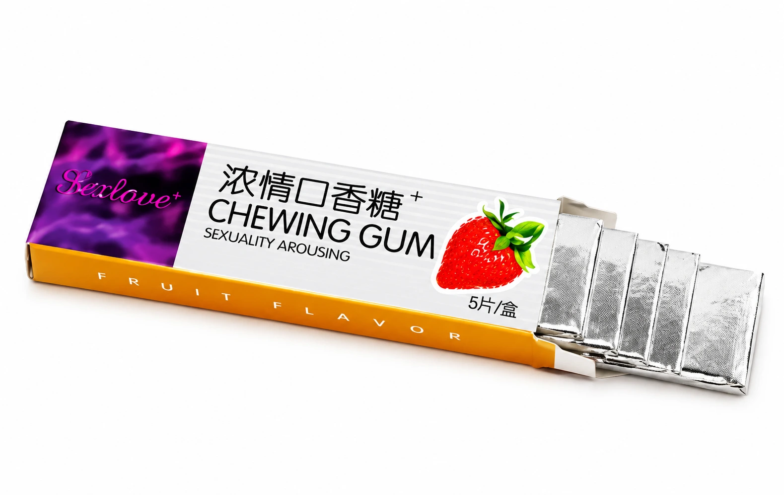 Sex Love Strawberry Chewing Gum for Women – Flavored Chewing Gum -5 Pieces - Image 2